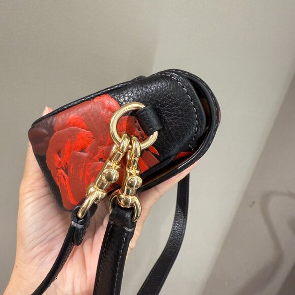 Coach CCF74 Hailey Flap Bag With Floral Print Black/Red - Picture 7 of 10